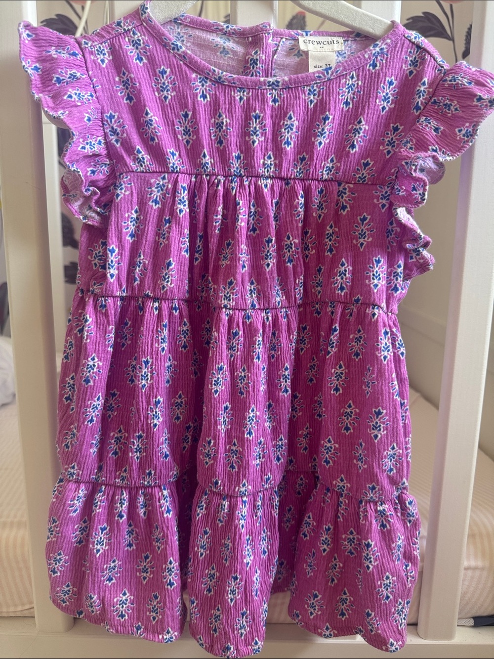 Crewcuts Violet Floral Tiered Ruffle Dress